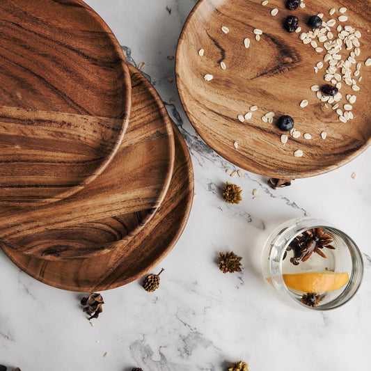 Dune Acacia Wood Plates | Set of 4 Small Plates