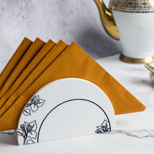 Flora Marble Napkin Holder | Handcrafted Floral Tabletop Tissue Stand