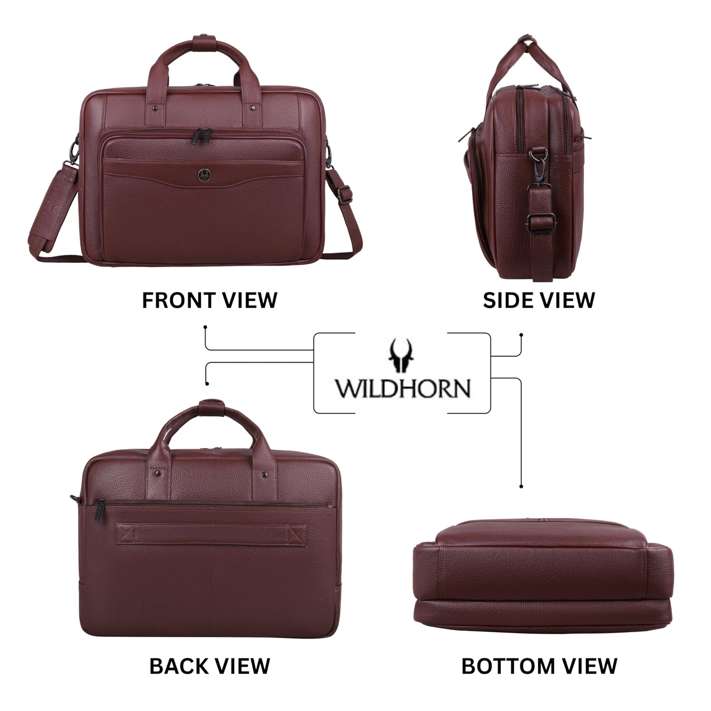 Wildhorn Executive Leather Attache & Work Bag | Premium Business Travel Bag