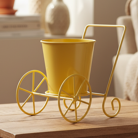 Two-Wheel Iron Pot Stand – Red, Green, Yellow & Orange