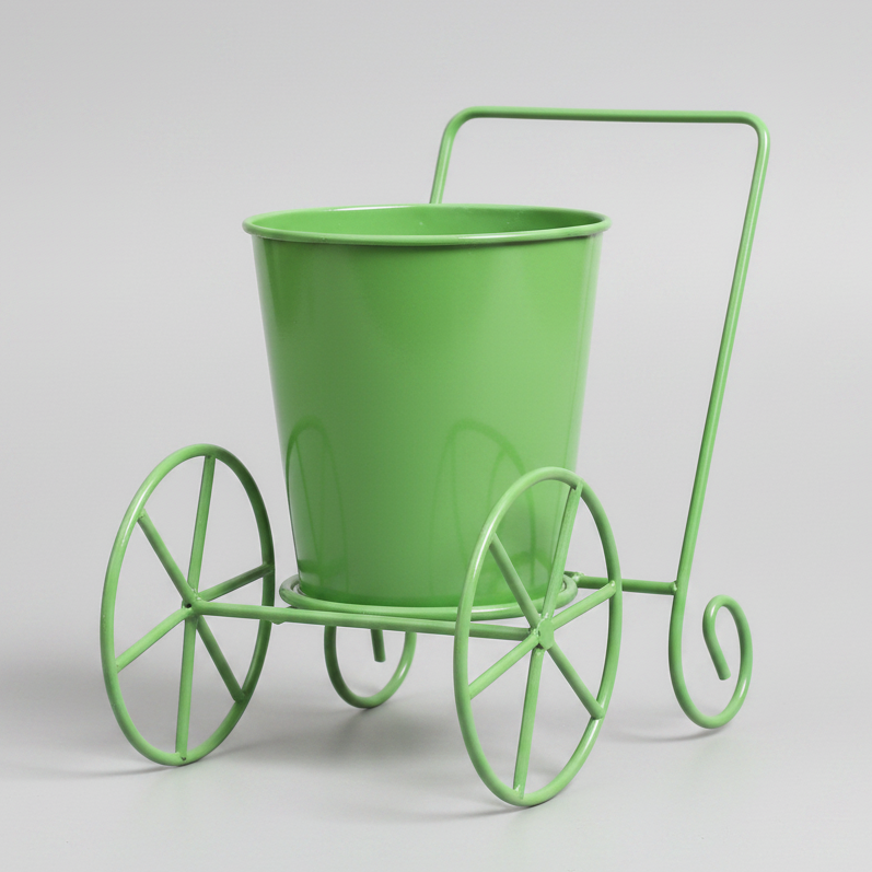 Two-Wheel Iron Pot Stand – Red, Green, Yellow & Orange