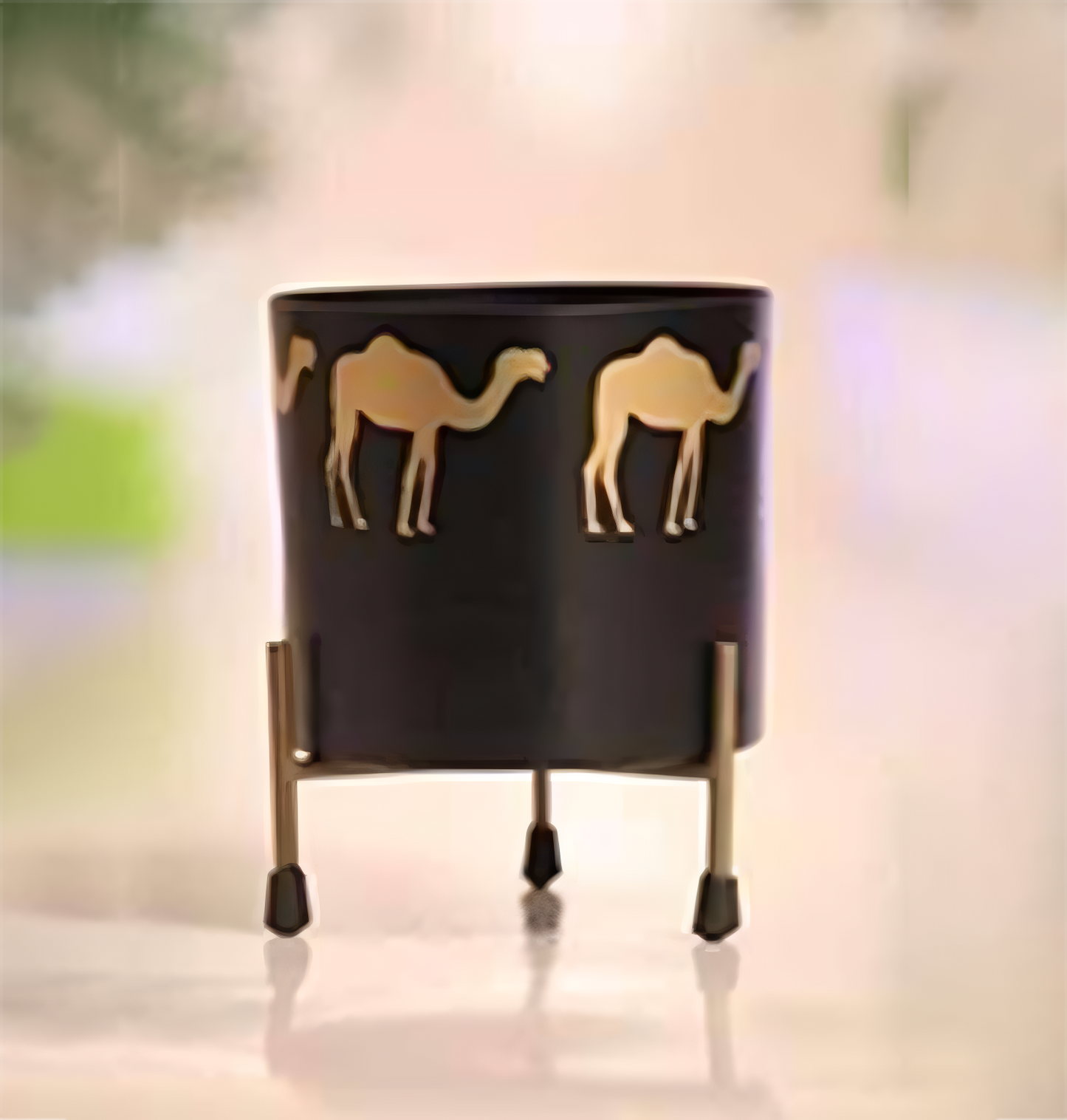 Designer Metal Pot with Stand – Intricate Cutwork