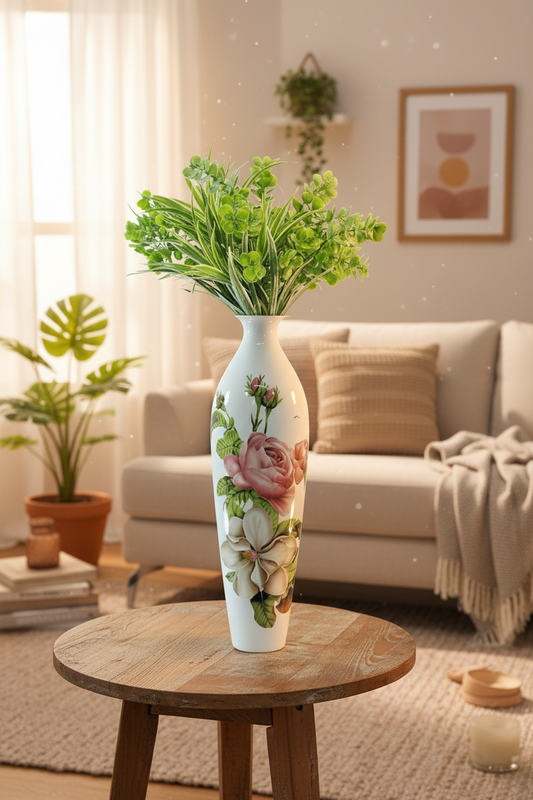 Glorious White Marble Ceramic Style Metal Vase