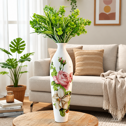 Glorious White Marble Ceramic Style Metal Vase