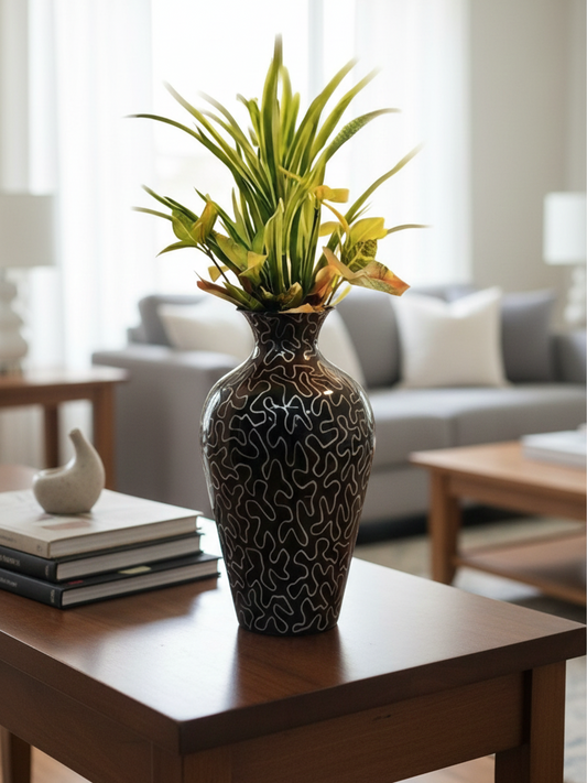 Tall Handcrafted Metal Vase – Abstract