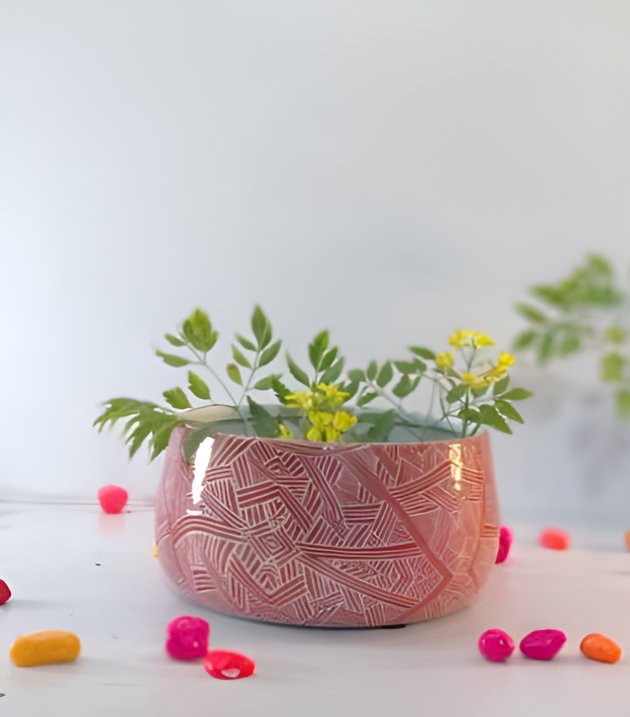 Decorative Round Metal Planter Bowl
