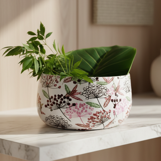 Decorative Round Metal Planter Bowl