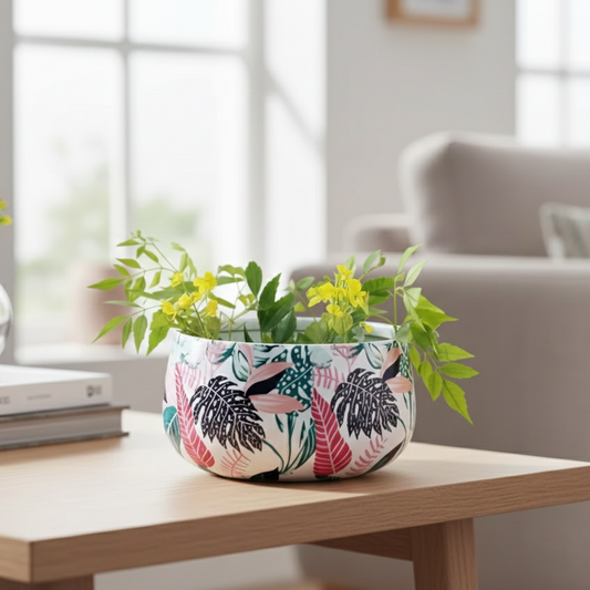 Decorative Round Metal Planter Bowl