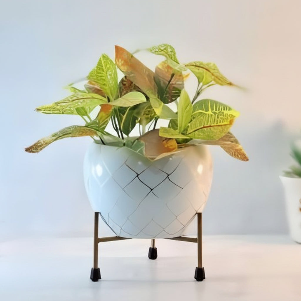 Designer Metal Pot with Abstract Pattern
