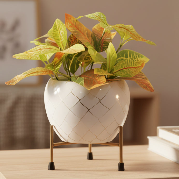 Designer Metal Pot with Abstract Pattern