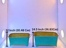 Rectangular Bronze Band Pot Duo – 11in & 12in – Stylish Bronze Planters