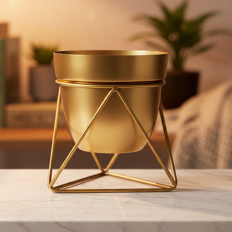 Geometric prism style metal planters