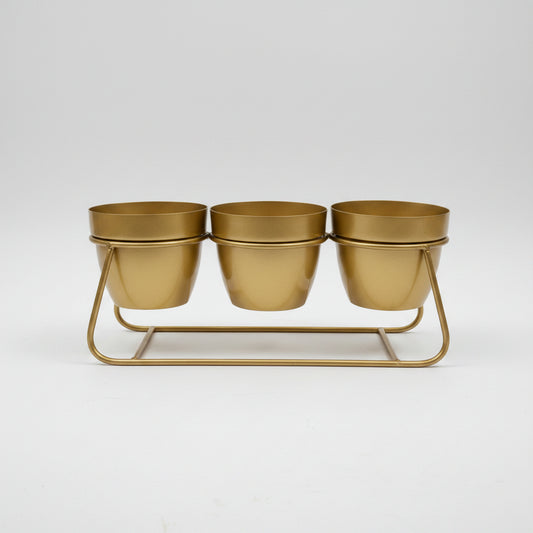 Triple Cylinder Planter Set Aqua Gold Black White