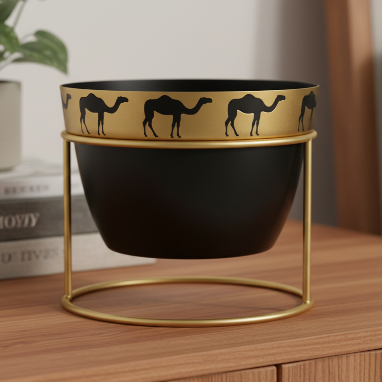 Decorative Camel Print Pot with Stand