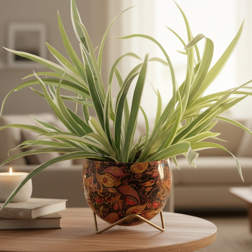 Round Patterned Metal Planter