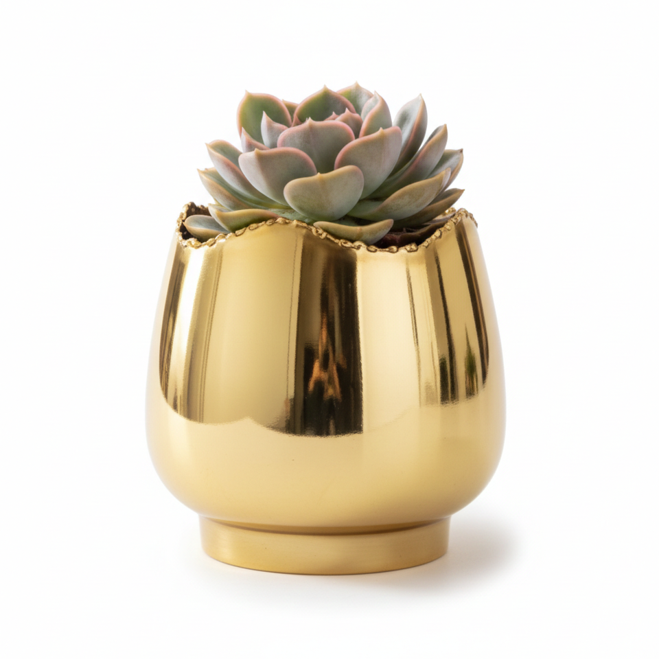 Mini Bulb-Shaped Metal Planter – Smooth Gloss Finish
