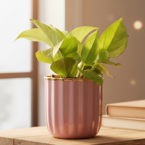 Compact Round Metal Planter – Smooth Gloss Finish