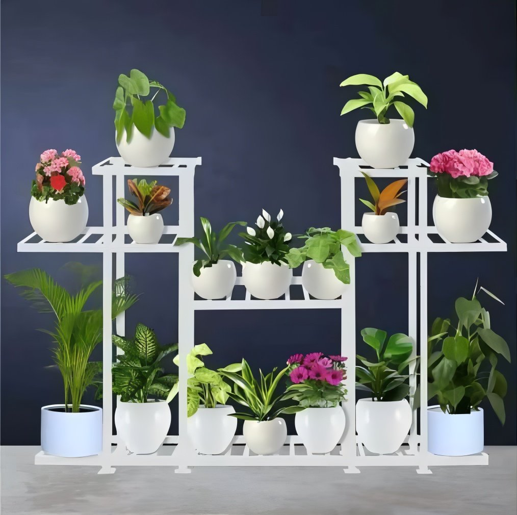 Large 5-Tier Metal Plant Display Rack – Black & White Variants