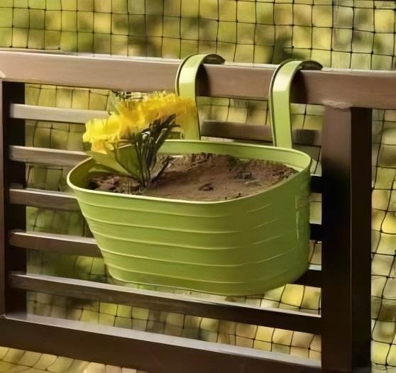 Curved Metal Railing Hanging Planter