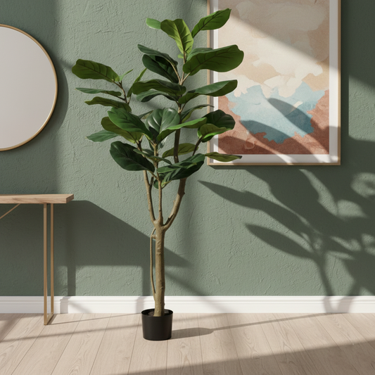 Fiddle Leaf Fig Faux Plant 59″ – Elegant Statement Piece for Home & Office