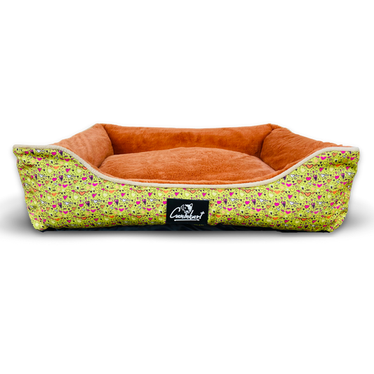 Ultra-Soft Round Dog Fur Bed | Cozy Anti-Anxiety Nest Orange
