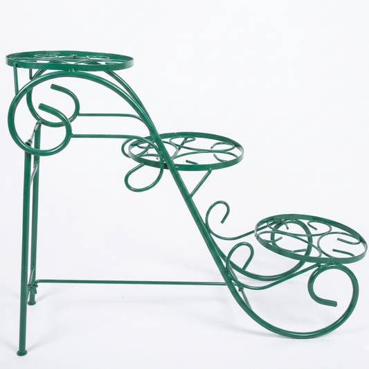 Spiral Step 3-Pot Iron Plant Stand