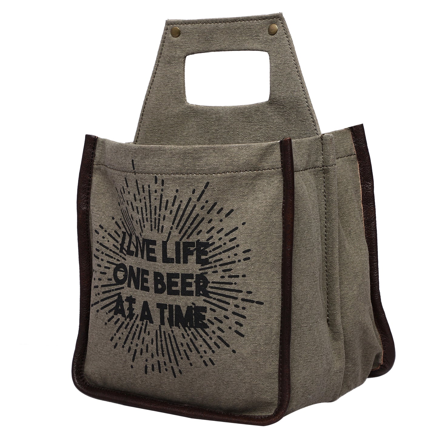 Beer 6 Pack Carrier,100% Canvas Caddy, Holder, Tote, Basket, Bottle Holder (Life)