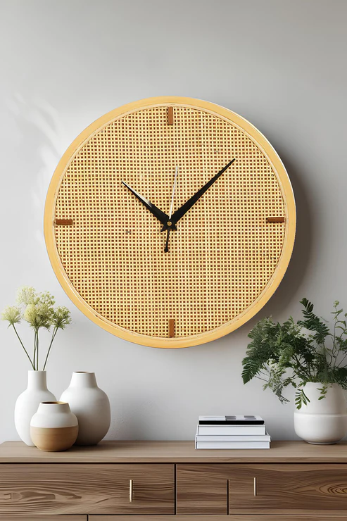Terra Handcrafted Rattan and Bamboo Wall Clock