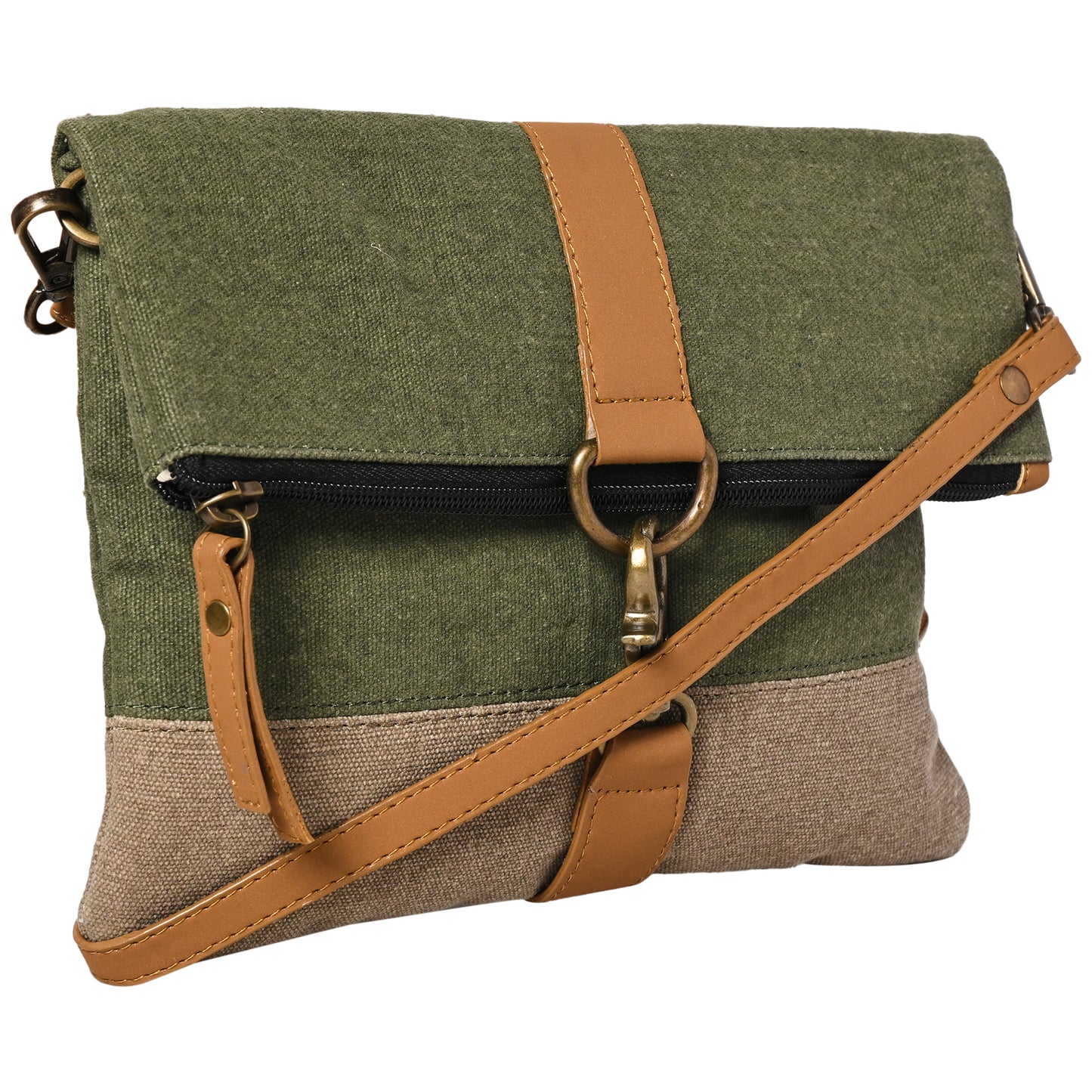 Artaflora – Women’s Finley Canvas Recycled Crossbody Bag (Moss) – (M-2511)