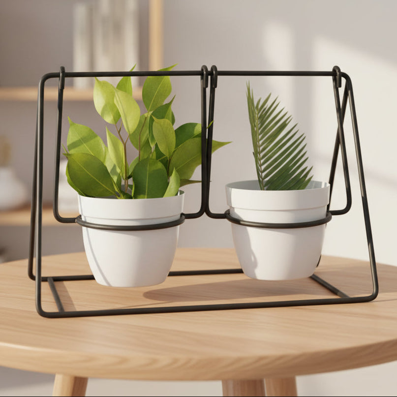 Metal Swing Planter – Twin Pot Hanging Frame