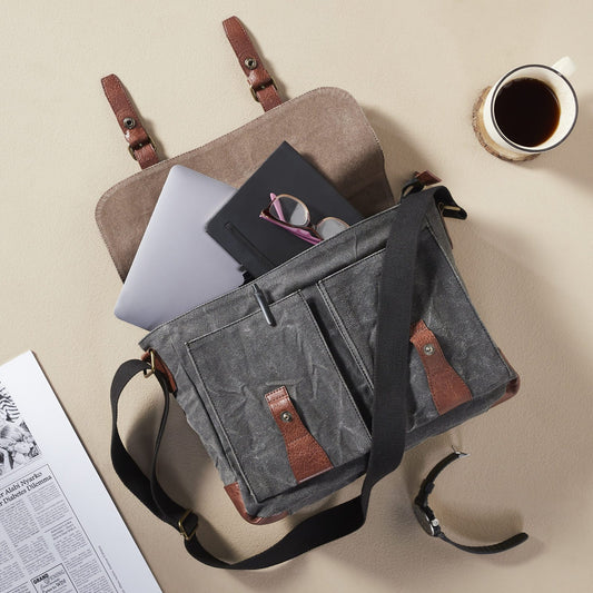 Flap Messenger Laptop Bag for Men & Women – Black