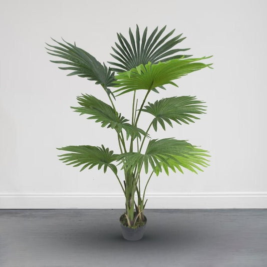 Artificial Fan Palm Plant – 47″ Tropical Faux Plant for Indoor Home And Office Décor