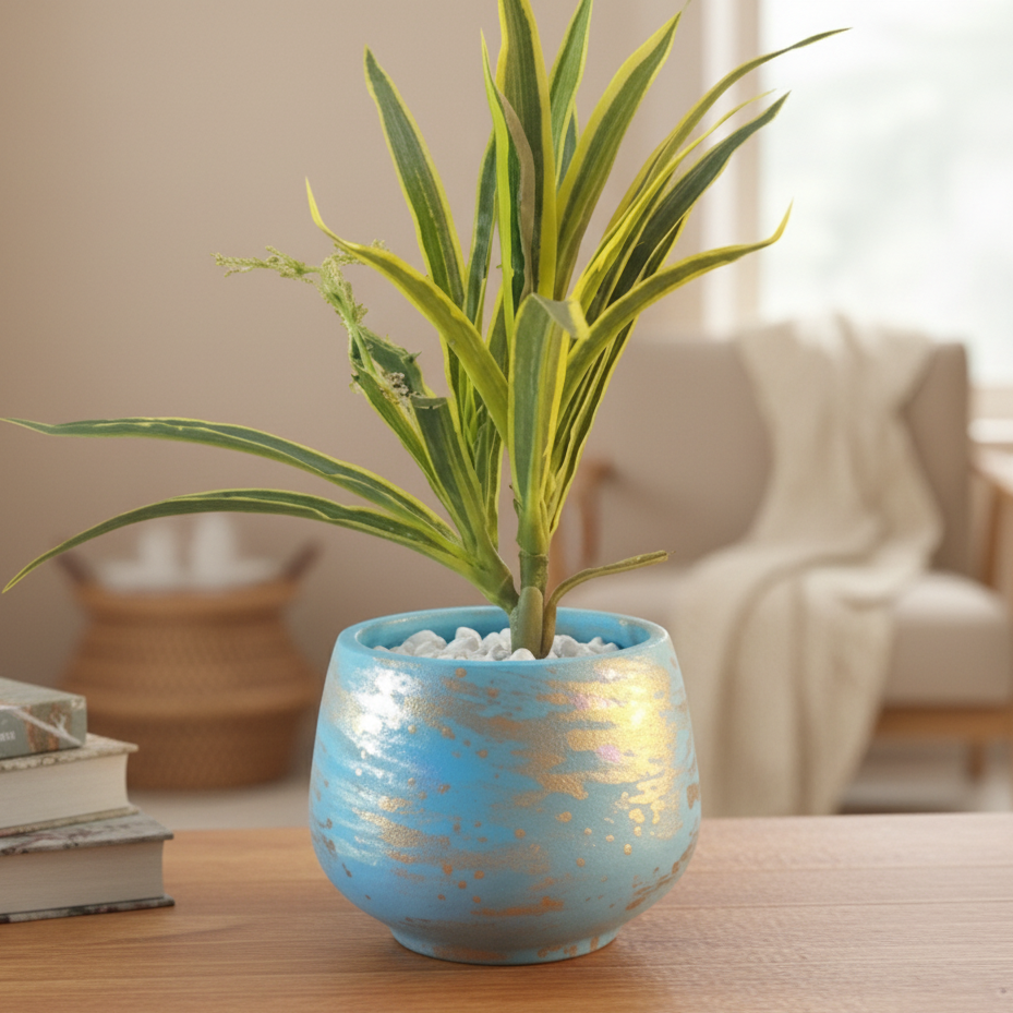 Azure Gild Terracotta Planter
