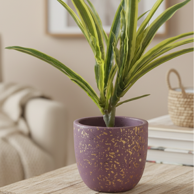 Mauve Gold-Stipple Terracotta Planter