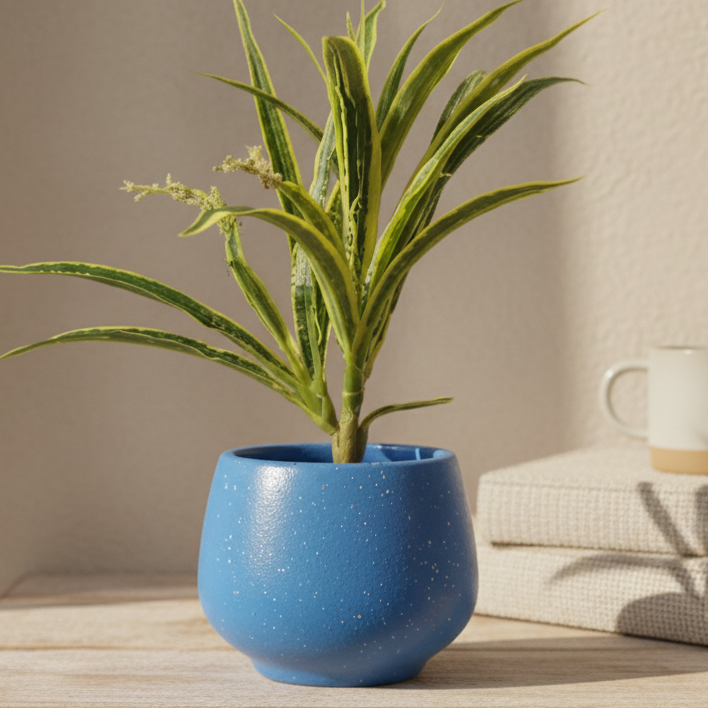Azure Stipple Terracotta Planter