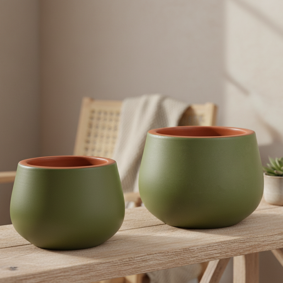 Olive Moss Terracotta Planter