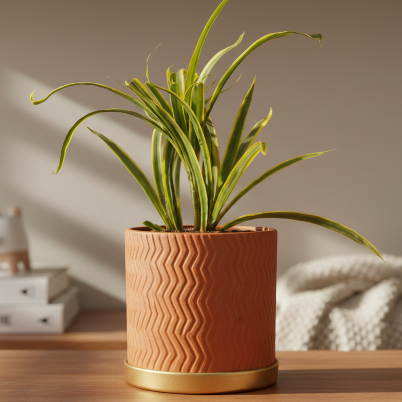 Chevron Wave Terracotta Planter