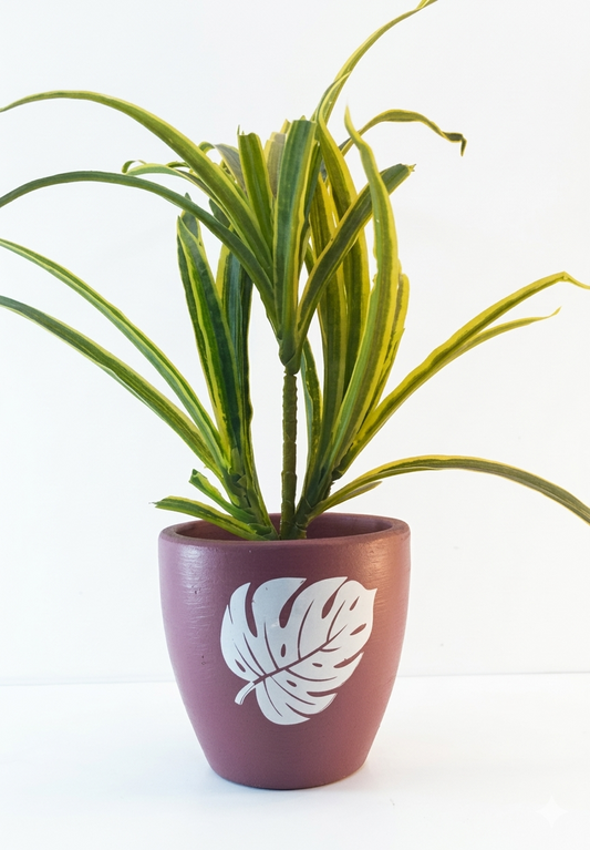 Monstera Motif Terracotta Planter