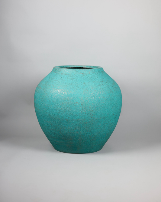 Mallow Blue Patina Fiberglass Planter