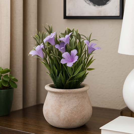 Artificial Flower Plant in Brick-Red Pulp Pot