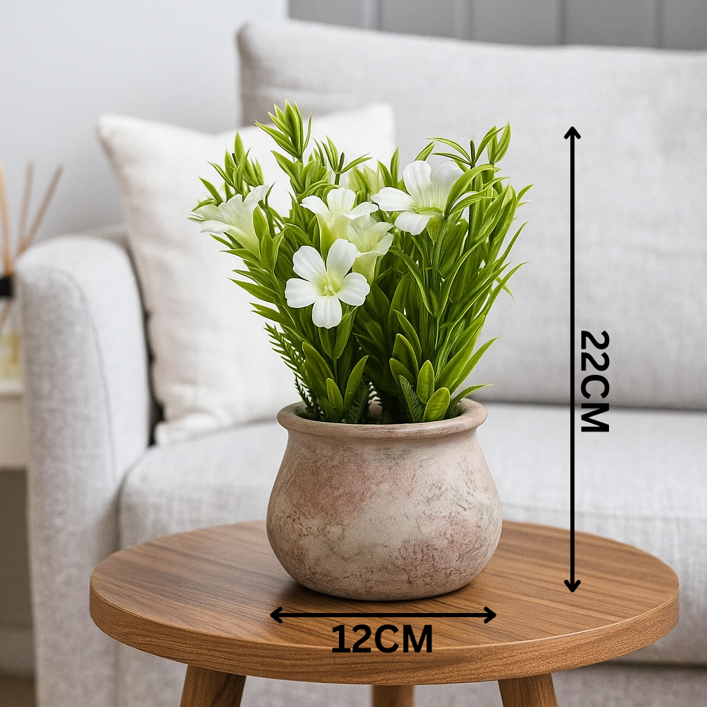 Artificial Flower Plant in Brick-Red Pulp Pot