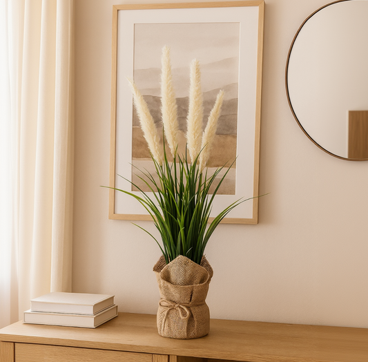 Artificial Foxtail Reed Grass in Burlap Sack