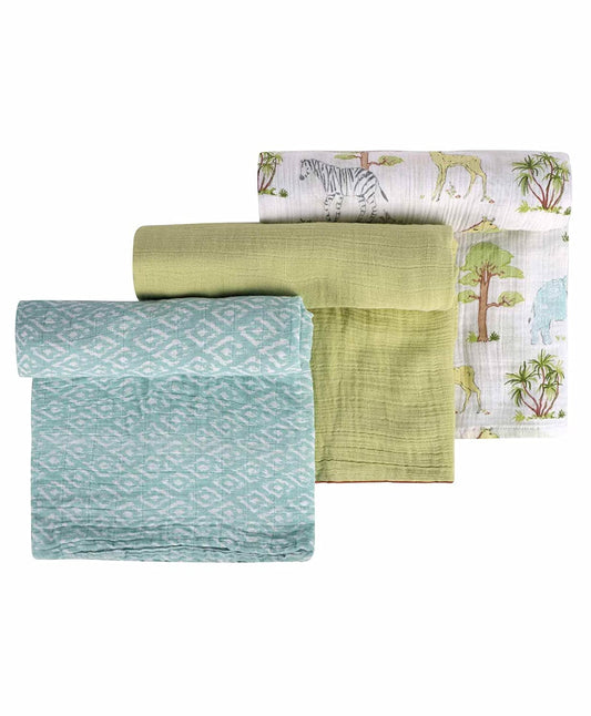 Muslin Swaddles – Set of 3 Savanna
