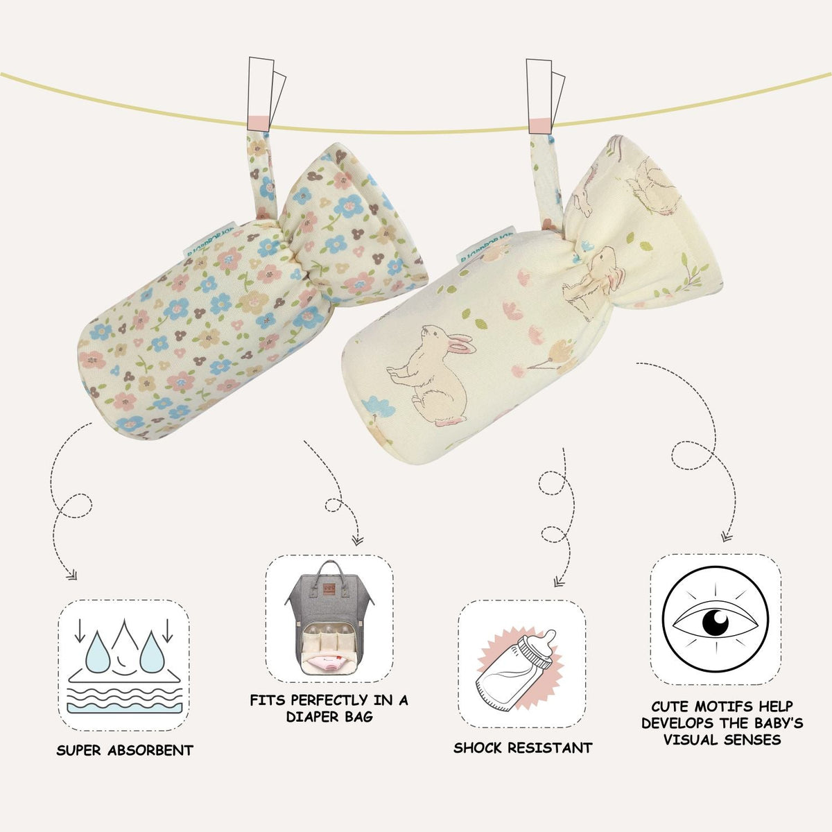 Abracadabra Cotton Bottle Cover Set (Set of 2) Rainbow