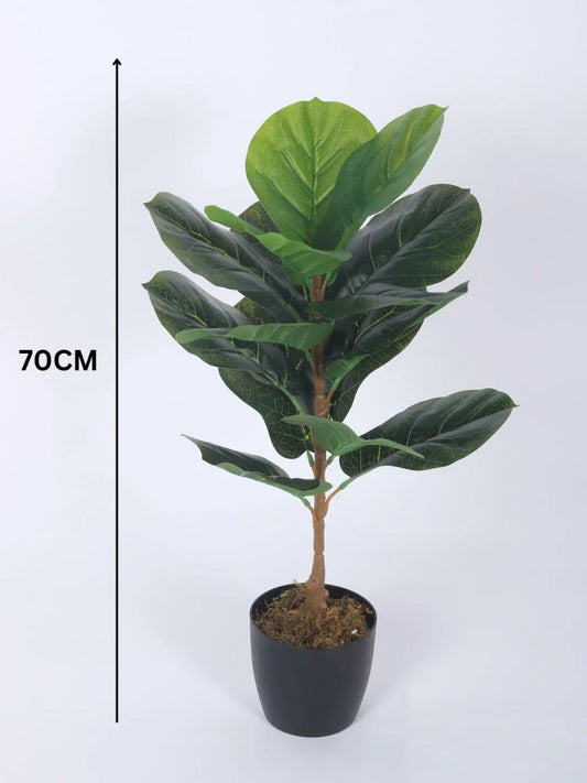 Artificial Fiddle Leaf Tree – Premium 29″ Faux Fiddle Leaf Plant in Black Pot