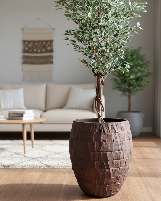 VISMITA Barrel-Shaped FRP Planter – Premium Fiberglass Design for Modern Spaces