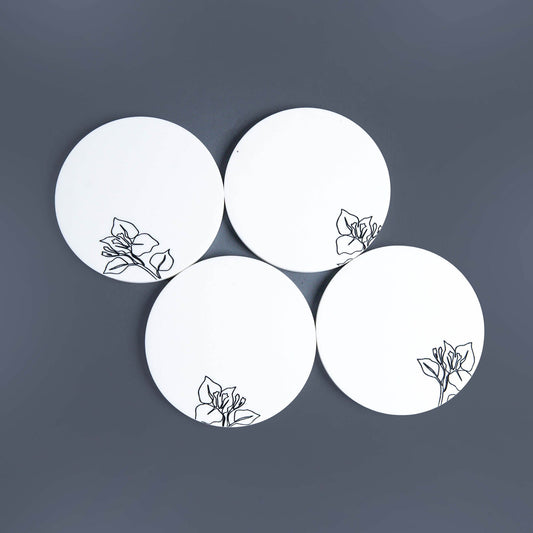Calla Man-Made Marble Coaster | Square White Marble Effect | Set of 4