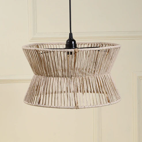 Amani Handcrafted Tapered Raffia Flush Mount Light
