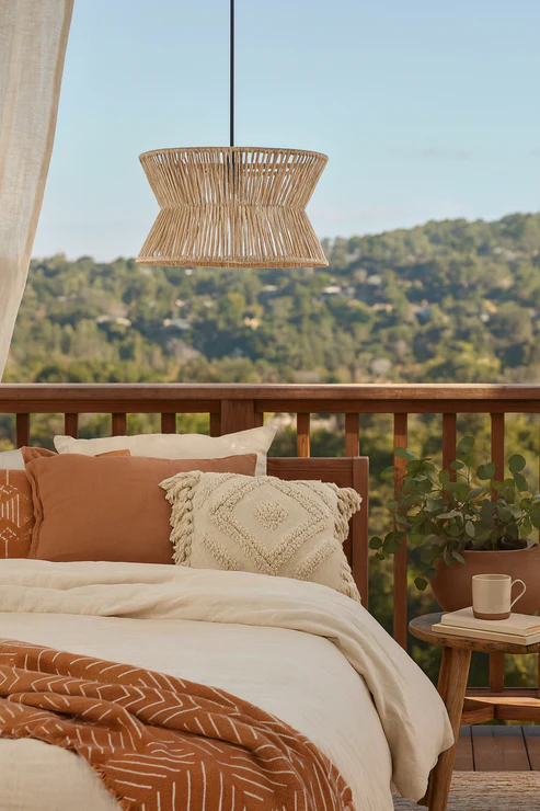 Amani Handcrafted Tapered Raffia Flush Mount Light