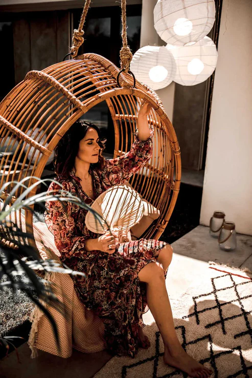 Anaisha Handcrafted Bamboo Cane Swing Chair